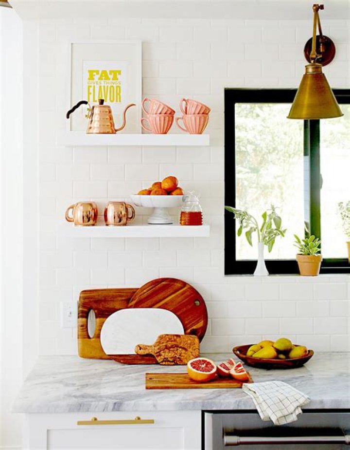 How can I decorate my kitchen countertop without clutter?