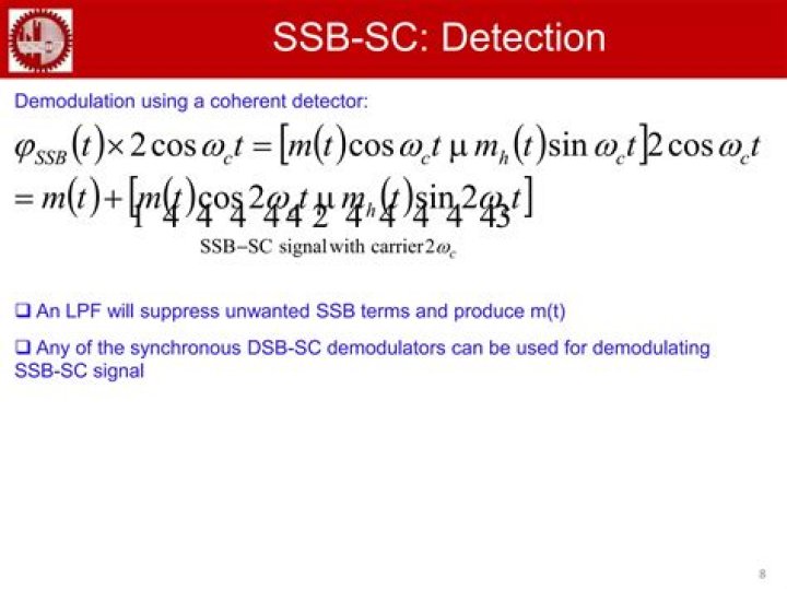 What is synchronous detection for SSB SC?