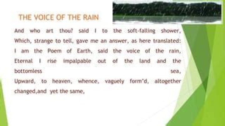 Who is the poet of the voice of the rain?